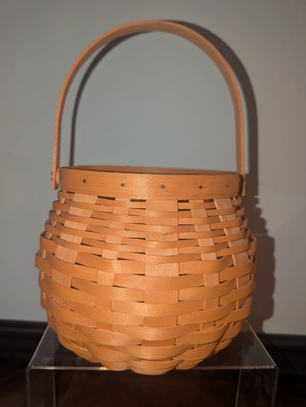 Vintage 1991 Longaberger Small Round Fruit Berry Basket - Signed RKS